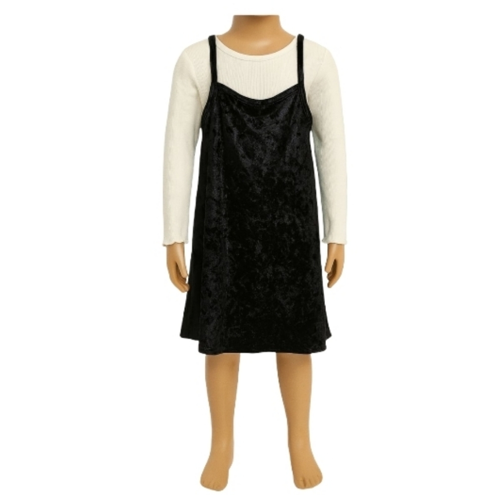 Thereabouts NWT Girl's‎ 6/6X 2 Piece Black Velvet Jumper with Beige Top